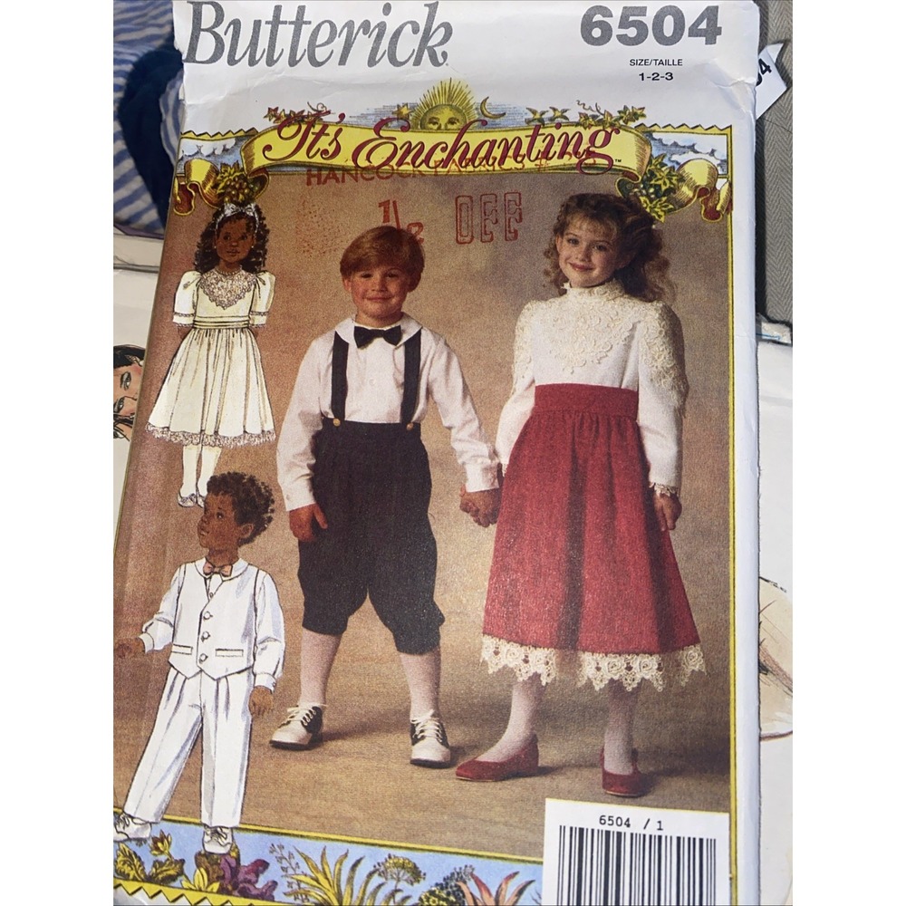 Butterick 6504 Children's Dress Pants Vest Shirt Sewing Pattern Size 1-3 Uncut